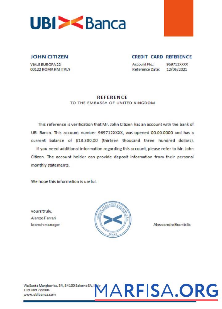 Realistic Italy Ubi Banca reference template